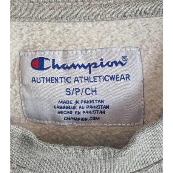 Champion Size Small Crewneck Sweatshirt S Gray LS Embroidered Felt Pullover - Picture 2 of 3